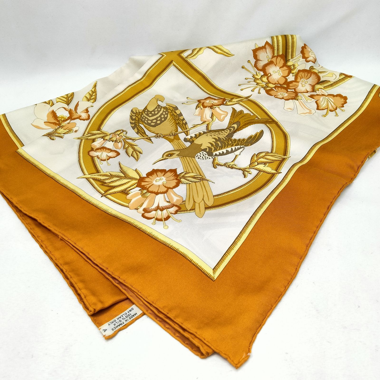 I538 エルメス ロゴ入り 大判 スカーフ ブラウン レディース ➖HERMES