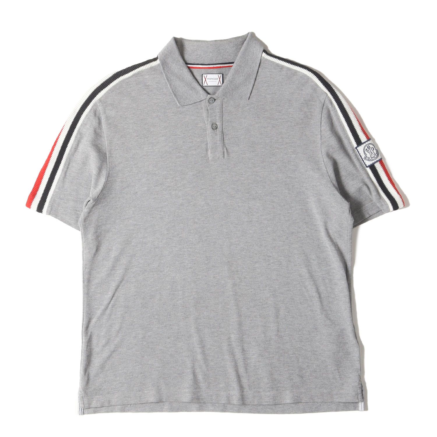 MONCLER GAMME BLEU モンクレールガムブルー ポロシャツ サイズ M | トリコロール ニットライン コットン鹿の子 ポロシャツ MAGLIA POLO | グレー | トップス 半袖 メンズ
