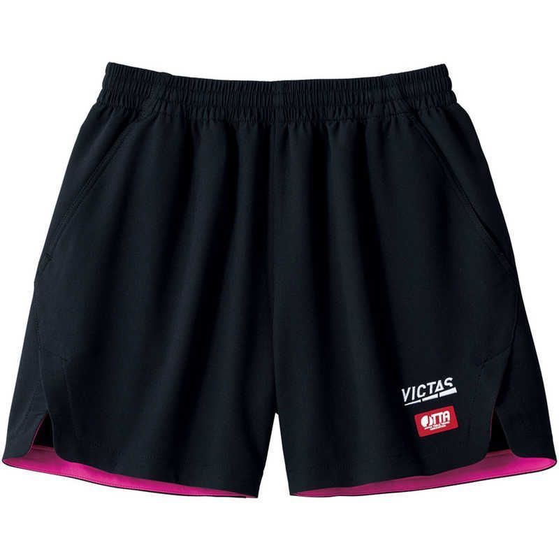 【 新品 未開封 】 VICTAS 男女兼用 卓球 ユニフォーム インサイド ヘムカラー ゲームパンツ(INSIDE HEM COLOR GP)(Mサイズ/) ブラック×ホットピンク 622102 未使用 送料無料