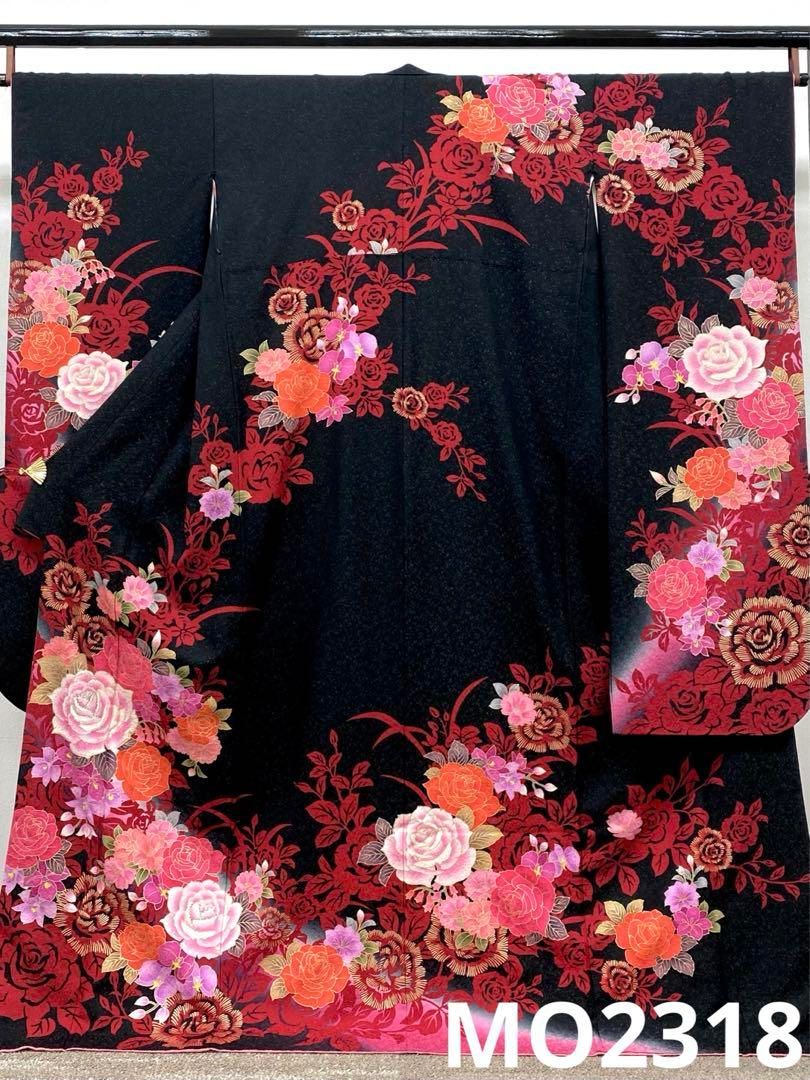 振袖 豪華 銀通し 刺繍 金彩 ストーン 薔薇 身丈169cm パールトーン加工