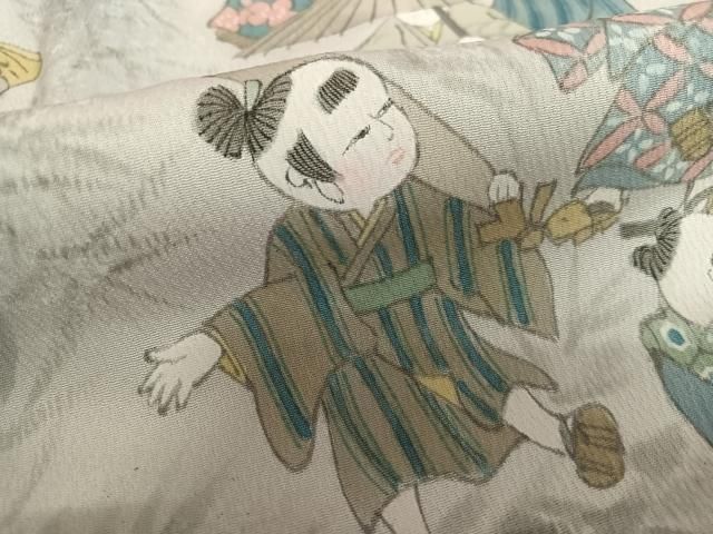 平和屋着物○訪問着 手描き 童子 暈し染め 正絹 逸品 AAAV7097zg