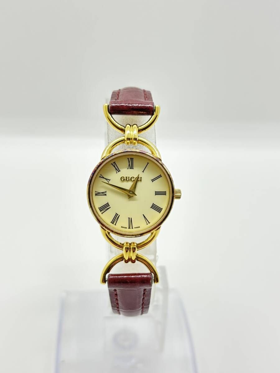 稼働品】GUCCI グッチ 6000.2.L レディース クオーツ ゴールド文字盤