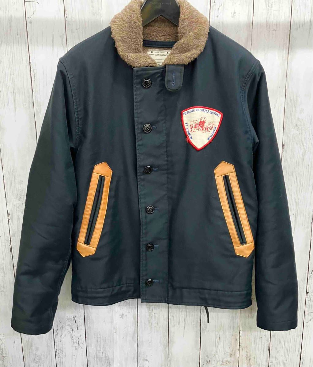 TROPHY CLOTHING  /N-1/デッキジャケット/トロフィークロージング/ボア裏地/ワッペン/ダークネイビー/M/冬