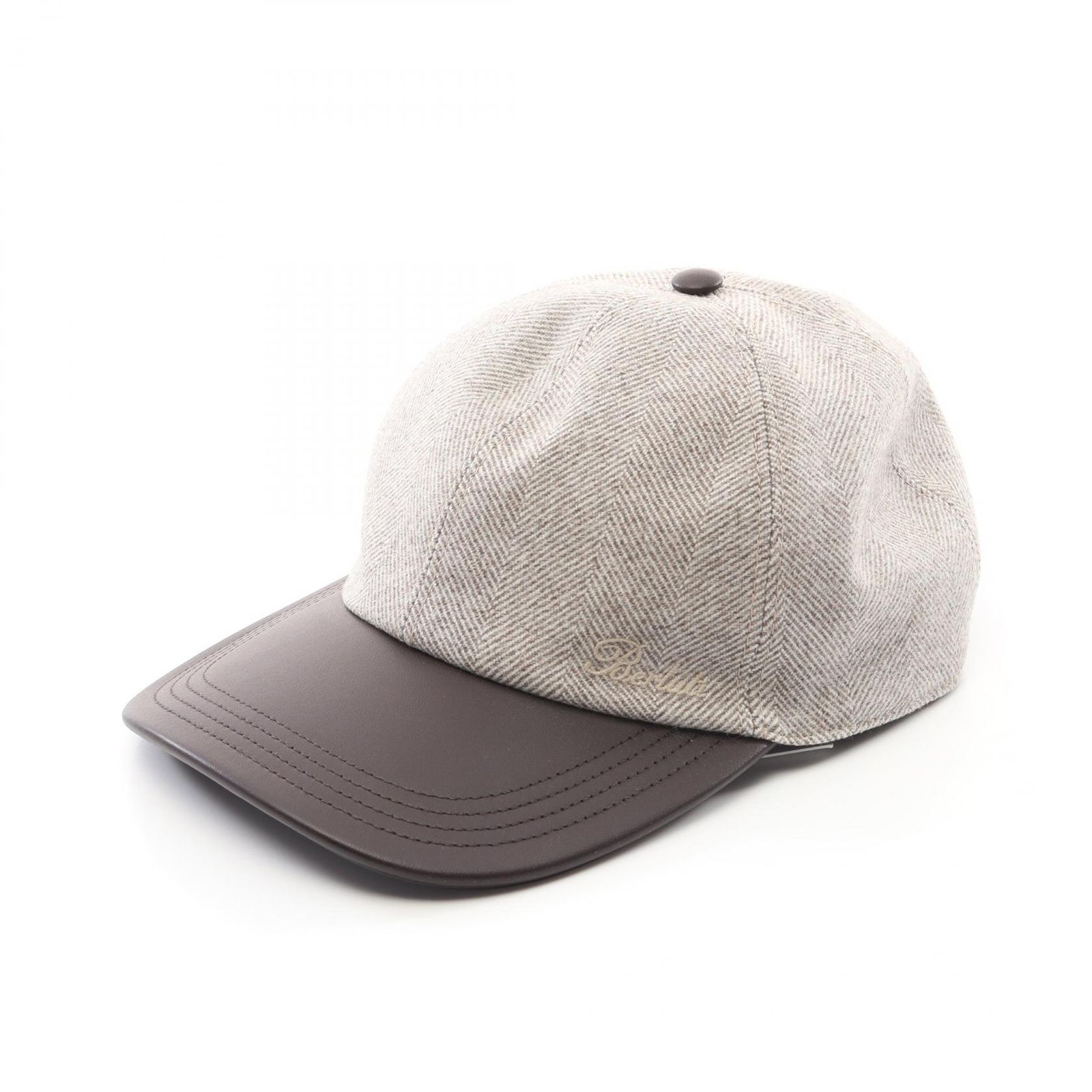 ベルルッティ Berluti キャップ ヘリンボーン T27CA41005P81XXXS グレー ウール レザー キャpップ メンズ