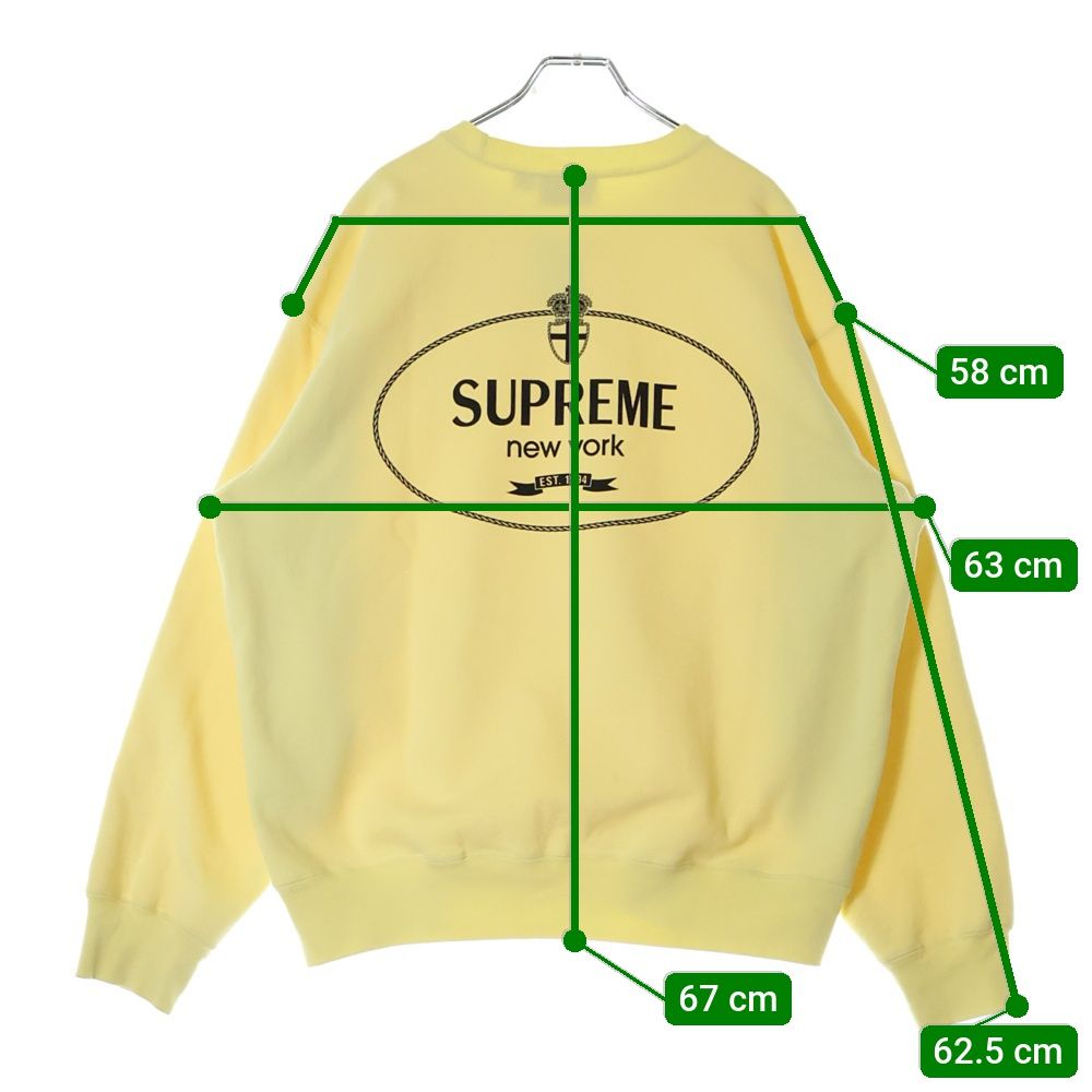メンズ supreme crest crew neck yellow S 即完