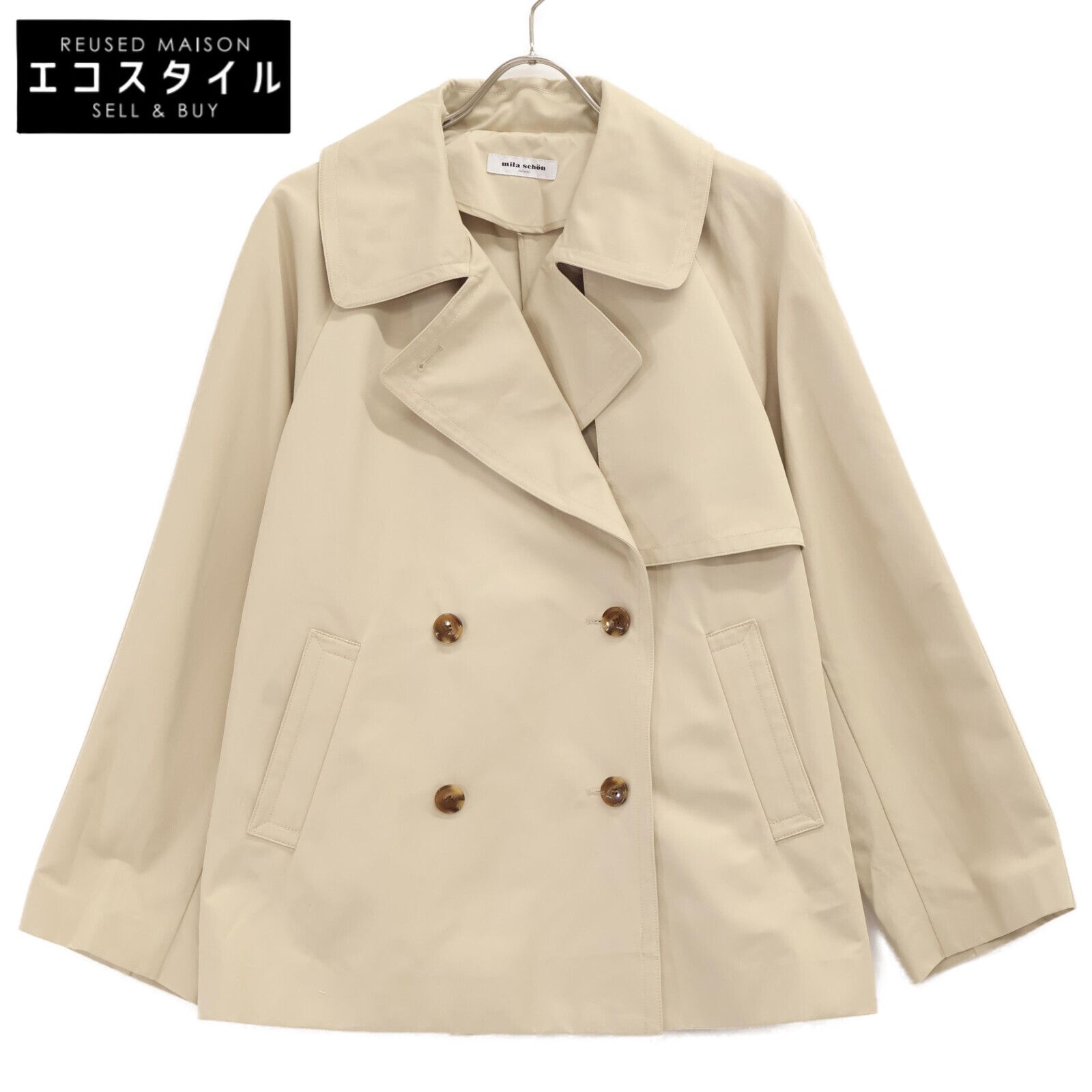 Mila Schoen ミラショーン 500-31104 ﾍﾞｰｼﾞｭ ｼｬﾝﾌﾞﾚｰｼｮｰﾄｺｰﾄ 44