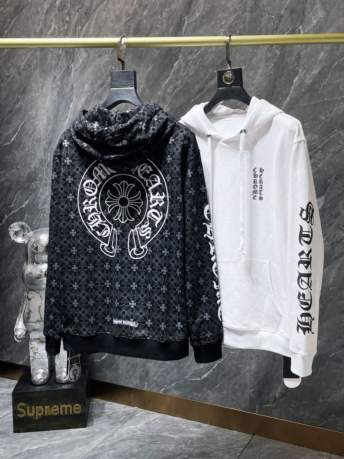 品質保証！ Chrome Hearts メンズ フーディー ホースシュー ジッパー ブラック ホワイト S-XL -WTO輸入1 週末セール