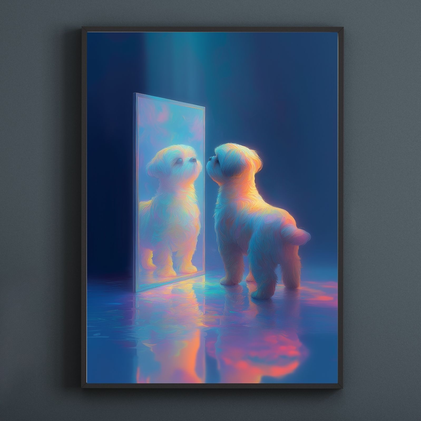 名入れOK リフレクション - シーズー犬 No.1 アートポスター ペットロス うちの子記念日 北欧 ナチュラル モダンインテリア