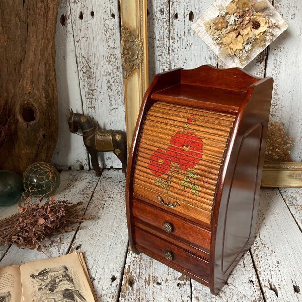 ヴィンテージ*蛇腹扉キャビネット型ミュージカルボックス*アクセサリー