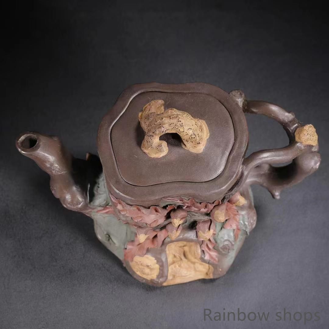 新品未使用】中国古美術?原鉱底槽清泥養神紋?紫砂壺?底款:顧景舟?朱泥