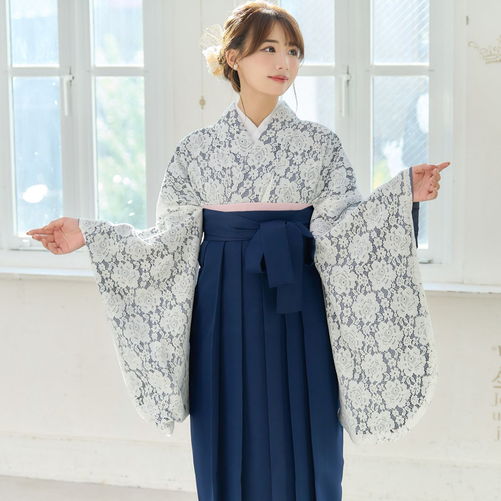 新品 総 レース 袴3点セット 卒業式 小学生 から 大学生 SS  