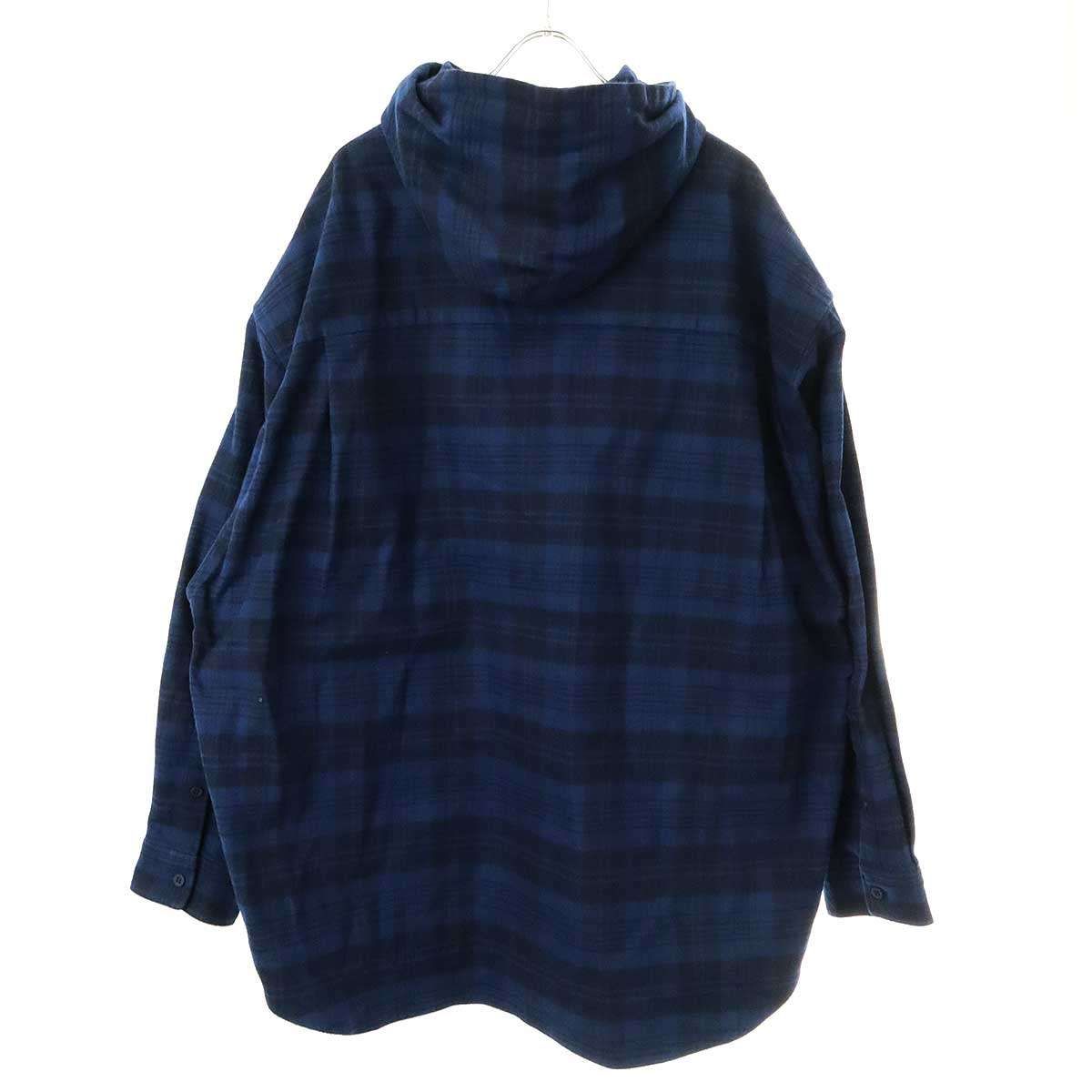 BALENCIAGA バレンシアガ 22AW Check Flannel Hooded Shirt ロゴ