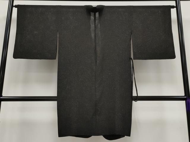 平和屋着物 上 スリーシーズン 春夏秋 塵除け 道中着 ロング丈 市松紋紗 黒地 金通し地 CYAA3150s5