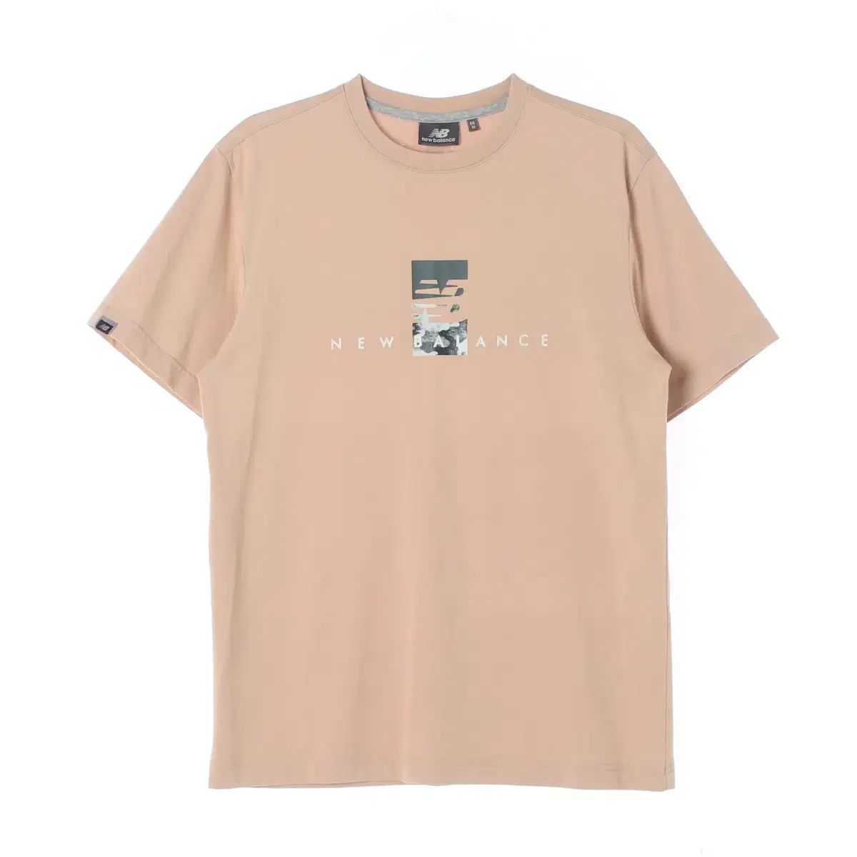 M New Balance(ニューバランス) ベージュ ロゴ 半袖 ラウンド Tシャツ