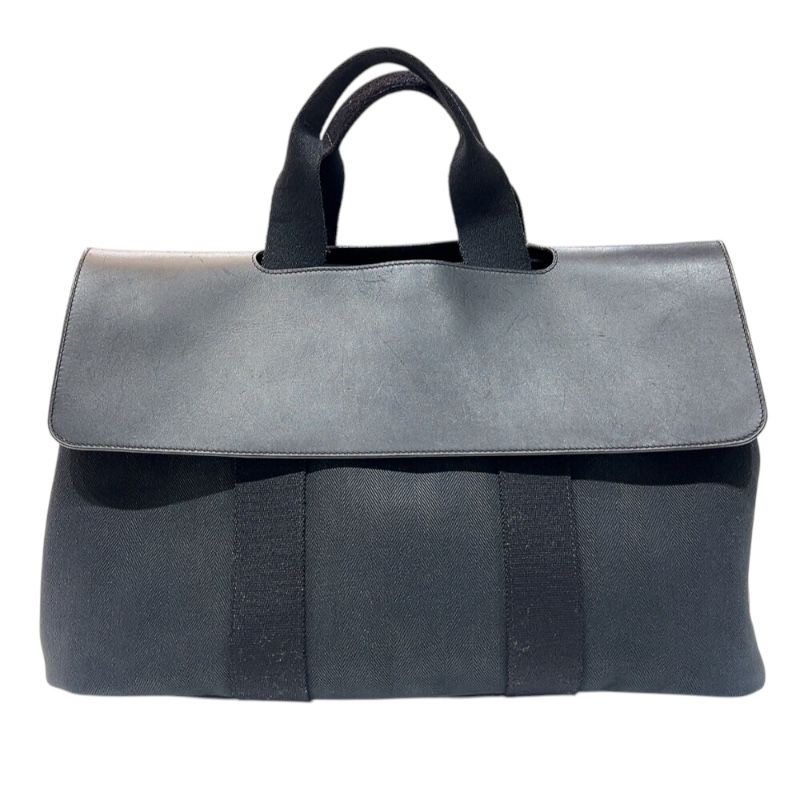 エルメス HERMES ヴァルパライソMM □I刻印 2005年製 ブラック シルバー金具 トワルシェブロン メンズ ハンドバッグ