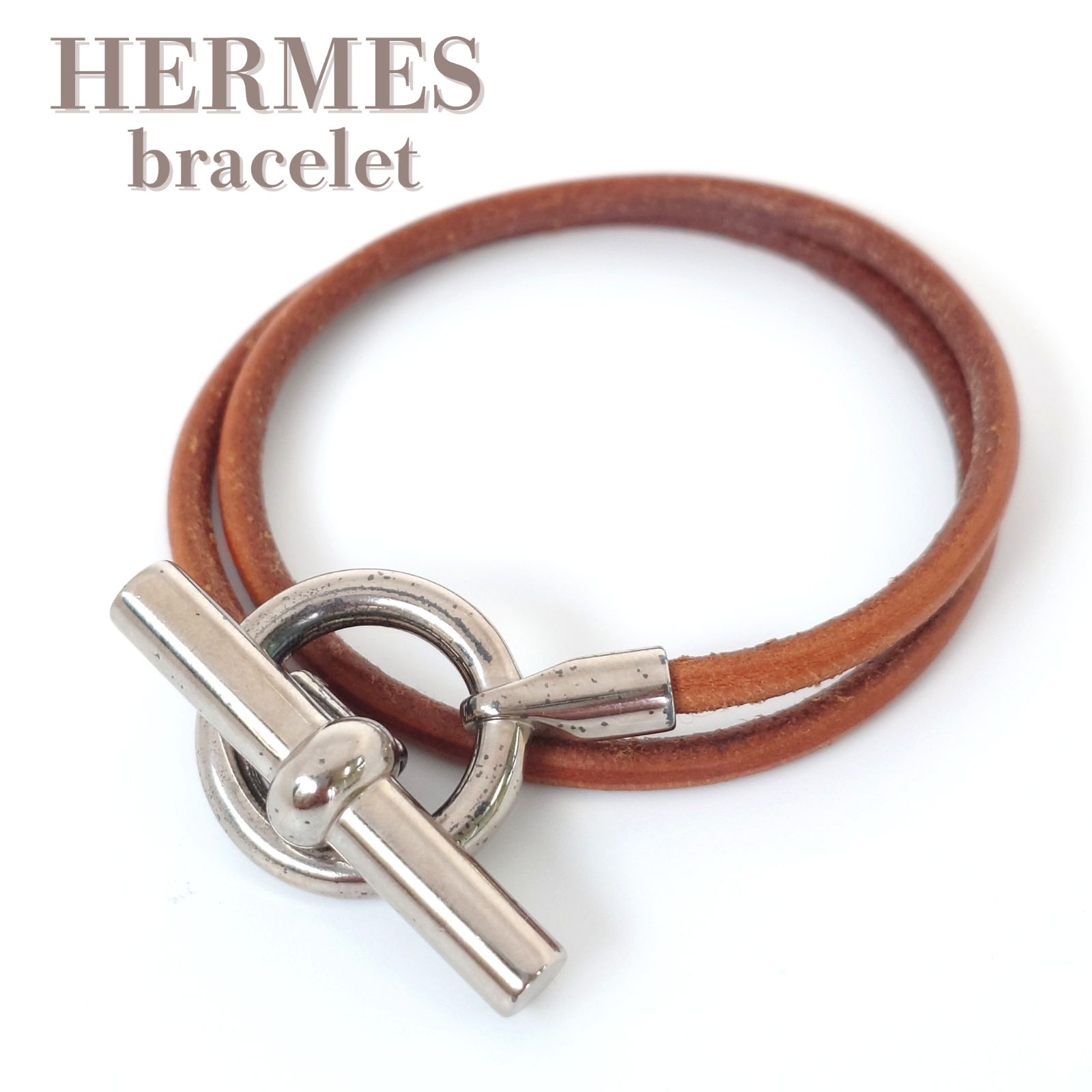 HERMES エルメス ブレスレット GLENAN DOUBLE TOUR グレナン グレナンドゥブルトゥルー レザー vintage 中古品 -  メルカリ