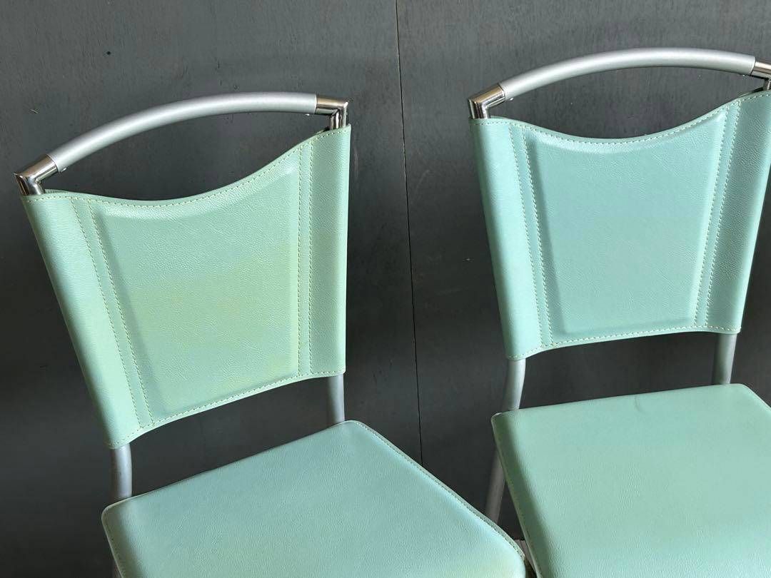 北欧レトロ アイアンフレーム レザーチェア ダイニングチェア 古家具 4脚 YZ 北欧レトロ アイアンフレーム レザーチェア ダイニングチェア 古