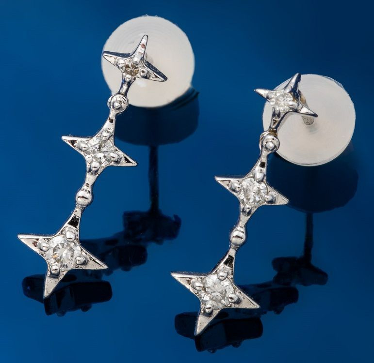K18WG ダイヤモンド スイングピアス スターモチーフ 品番p21-114