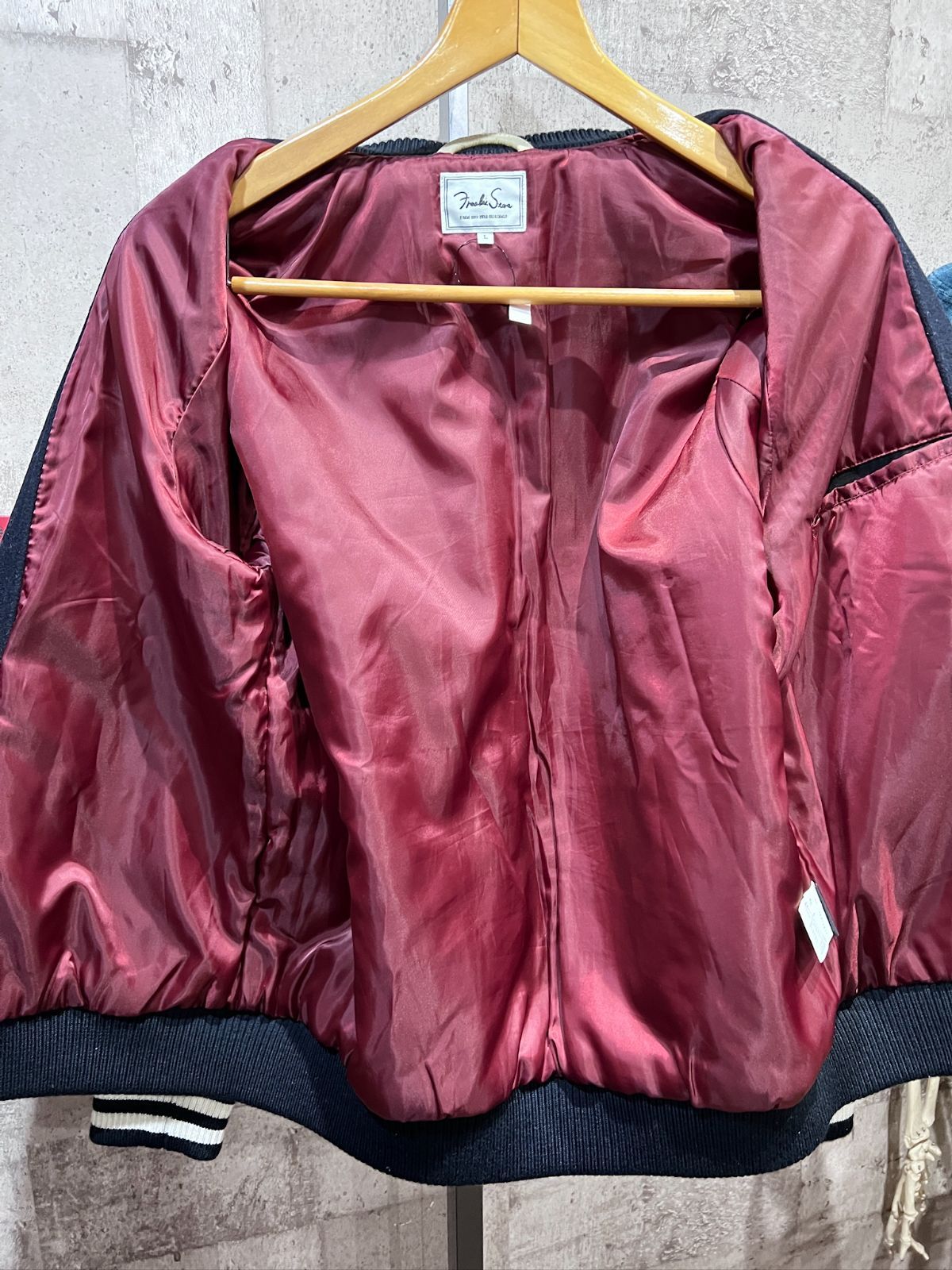 FREAK'S STORE 袖レザー スタジャン ネイビー L フリークスストア