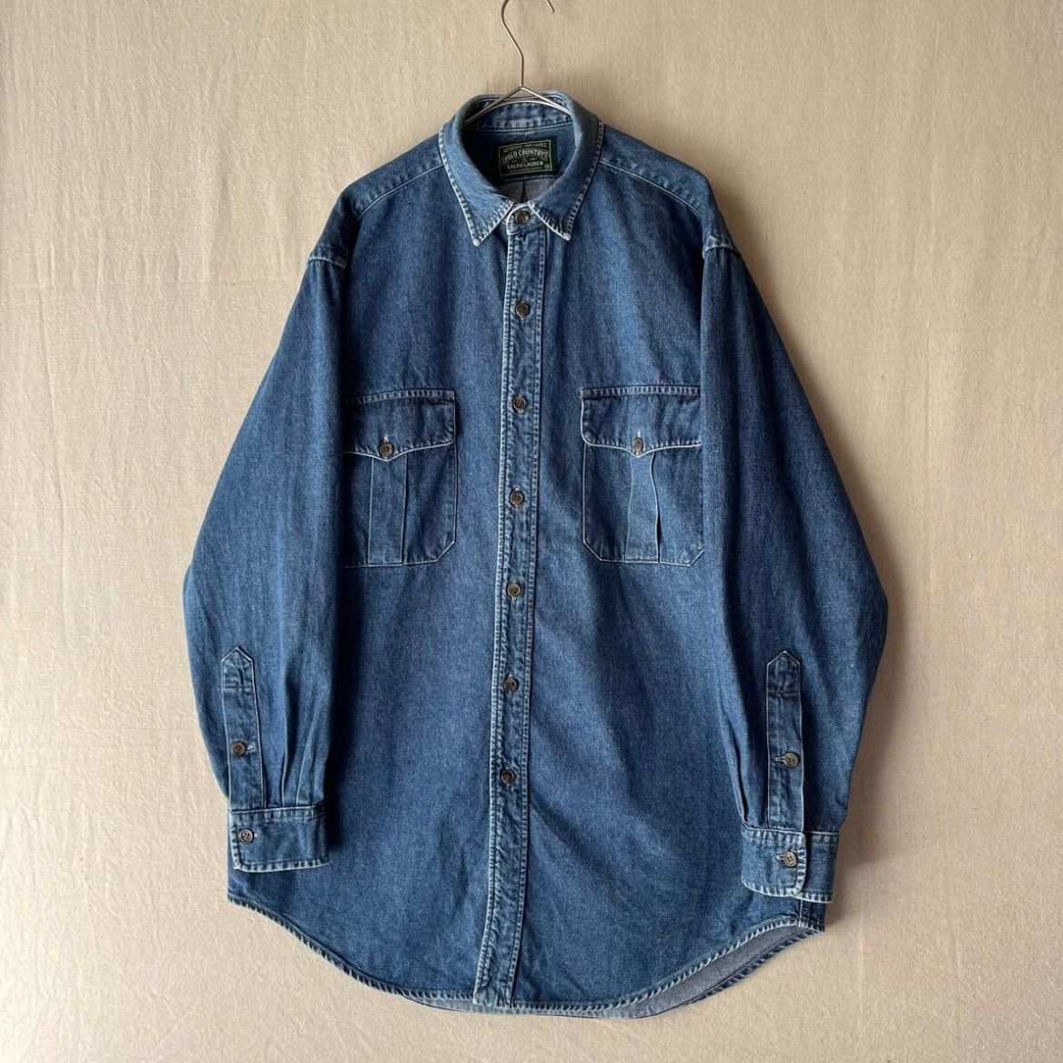 80s 90s POLO COUNTRY デニム シャツ | M コットン フラップポケット USA ビンテージ rrl Polo Ralph Lauren T5-03084-1376