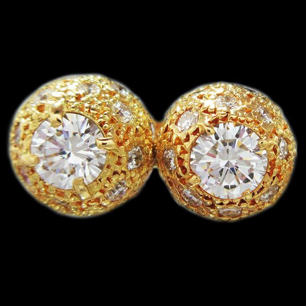 K18YG天然ダイヤモンド ラウンド 0.8ct 全面きらきらミラーボール  