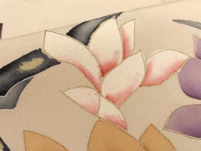 平和屋着物○本加賀友禅作家 成竹登茂男 訪問着 枝花文 金彩 正絹 逸品  