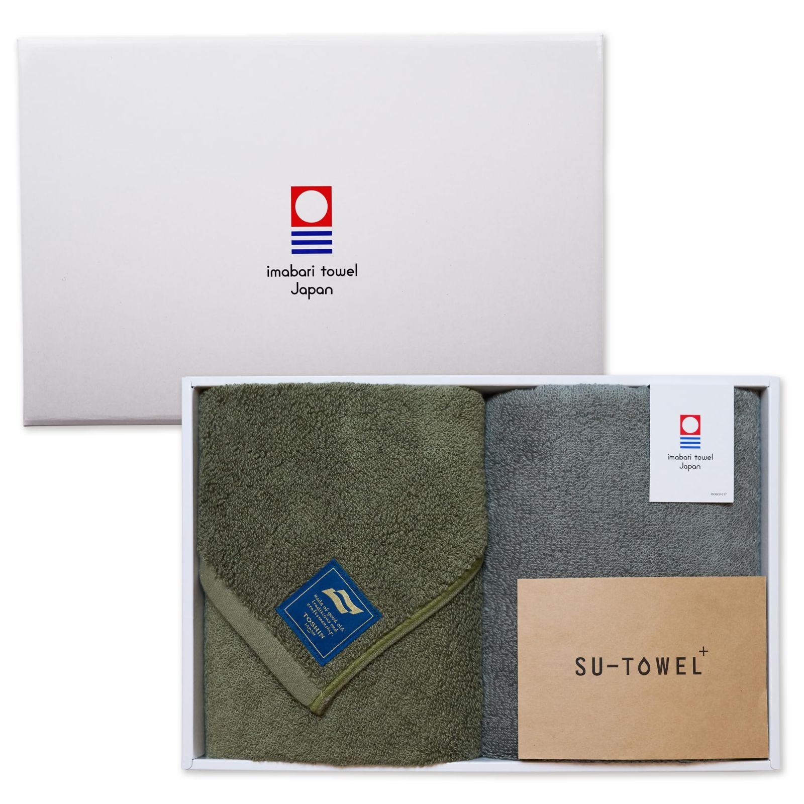新品 今治タオル フェイスタオル 部屋干し臭対策 日本製 ギフトボックス SU-TOWEL+ 【高級ピマコットン 抗ウイルス 抗菌 高吸水】 洗濯しても効果が続く 綿100％ すうたおる 34cm×80cm オリーブグ