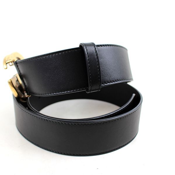 グッチ ベルト ブラック 黒 GGマーモント ゴールド GUCCI 90 新品同  