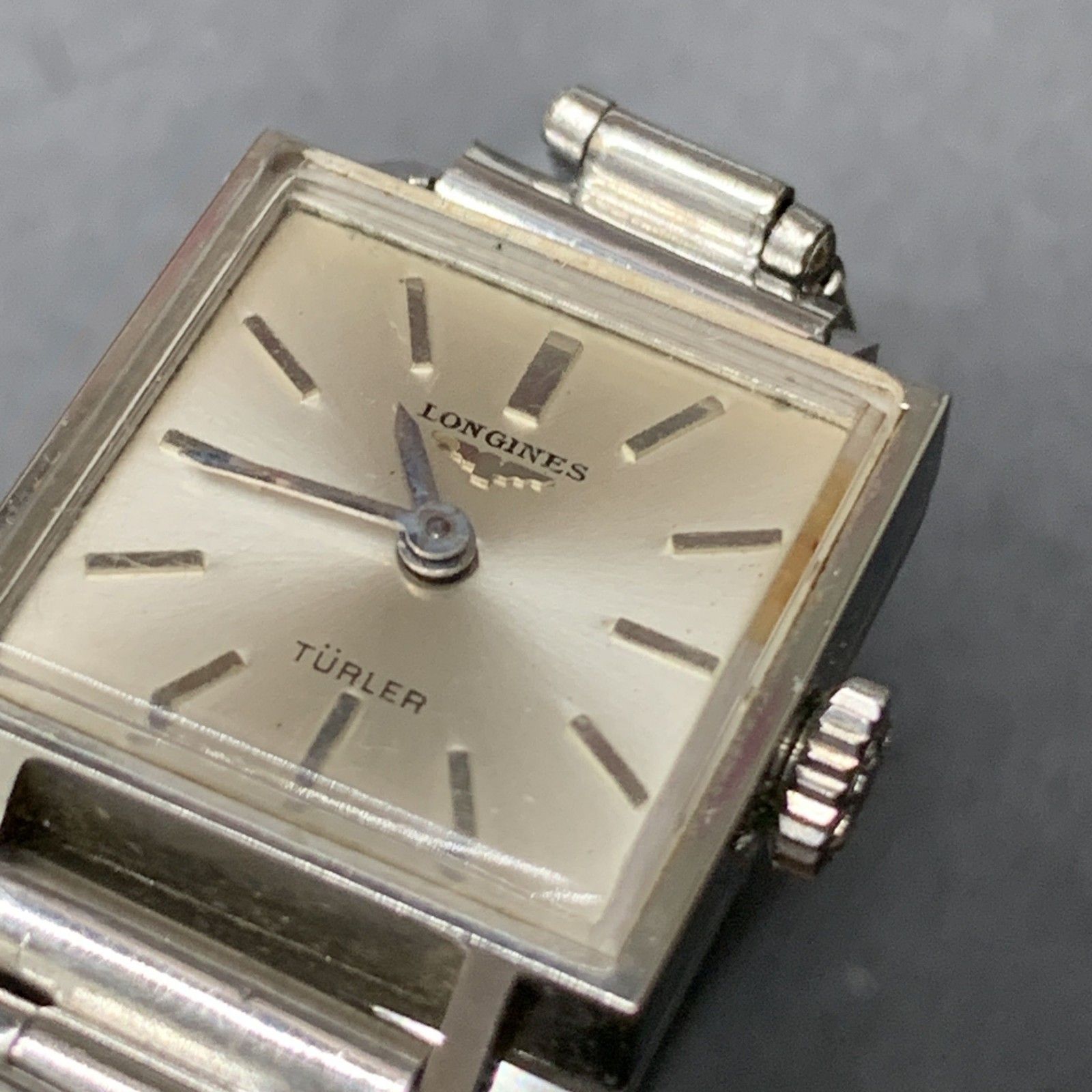 N344可動 LONGINES 手巻き腕時計 スクエア文字盤 アイボリー