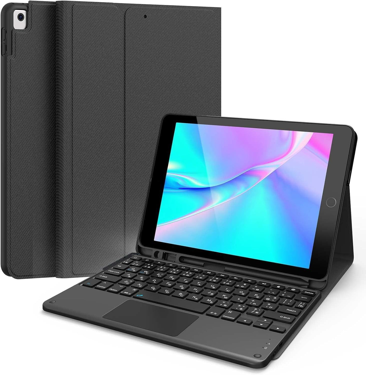 【特価商品】iPad iPad iPad アイパッド10.2インチキーボード[ マグネット 10.2/iPad type-c充電式 [ペンシルホルダー付き] 多角度調整 Air3/Pro 脱着式 タッチパッド搭載 BTキーボード 10.5（2017）兼用] 1