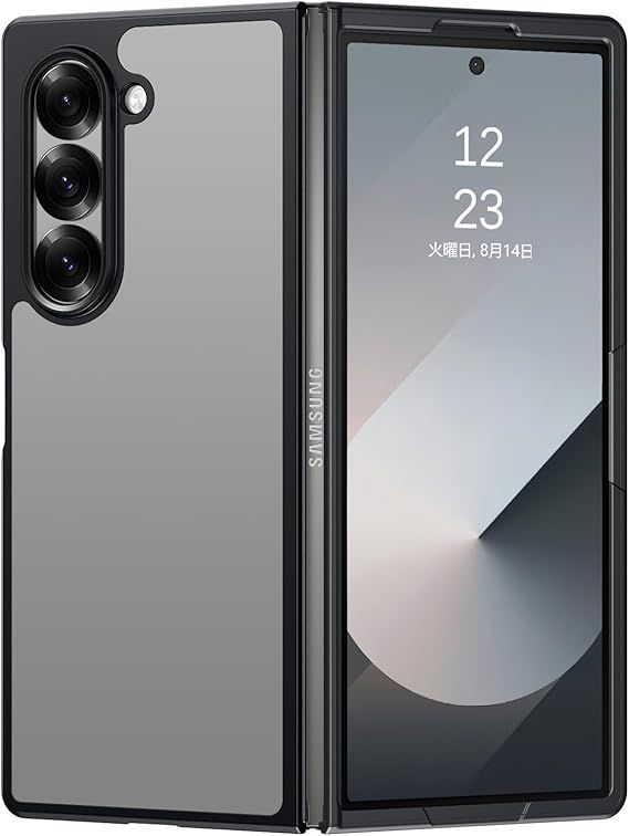 BENTOBEN Galaxy Z Fold6 ケース用 クリア 耐衝撃 薄型 超軽量 レンズ保護 擦り傷防止 落下防止 透明 ギャラクシーZ Fold6 スマホケース カバー ブラック