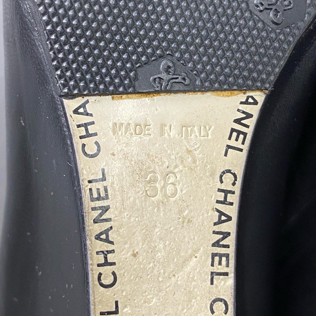 3d21 CHANEL シャネル G27028 ココマーク ウェッジソール パンプス 36 ブラック レザー シューズ イタリア製 箱有
