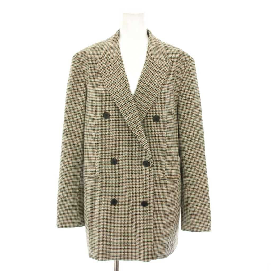 23区 オンワード樫山 23AW スーツ セットアップ 上下 ガンクラブチェックストレッチジャケット テーラードジャケット ダブル 40 ガンクラブチェックストレッチアンクルパンツ 44 白 ホワイト 茶 ブラウン YT