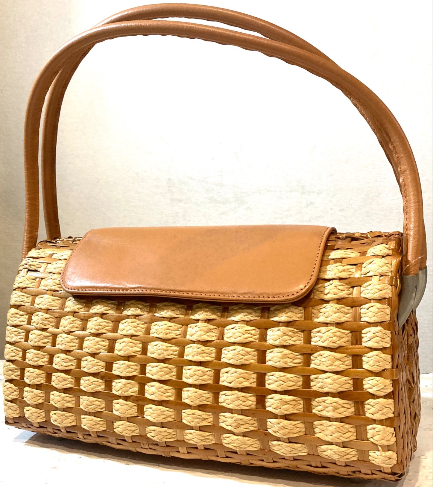 CAPAF☆かごバッグ☆籠☆本革☆レザー☆ハンドメイド☆ハンドクラフト 