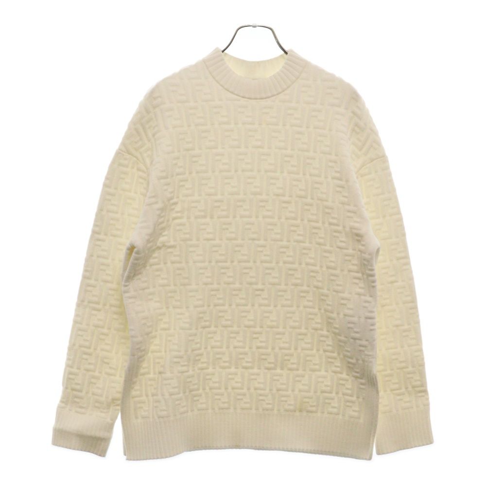 FENDI - FENDI フェンディ Emboss Crewneck ズッカ柄 エンボス クルーネックスウェットトレーナー レディース ホワイト FZX810 FENDI (フェンディ) Emboss Crewneck ズッカ柄 エンボス クルー