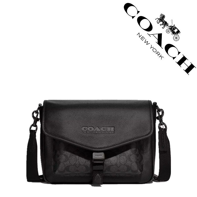 【COACHバッグ】COACH コーチバッグ CH753  チャコール×ブラック チャーター メッセンジャー・シグネチャー キャンバス ショルダーバッグ 斜めがけバッグ クロスボディー アウトレット品 新品未使用