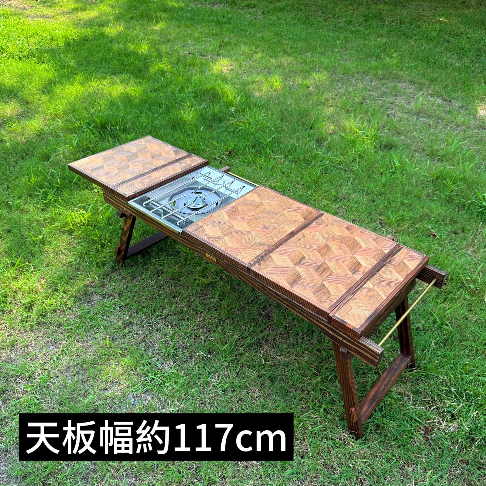 折りたたみIGT対応テーブル ヘキサゴン柄 ローテーブル キャンプ用