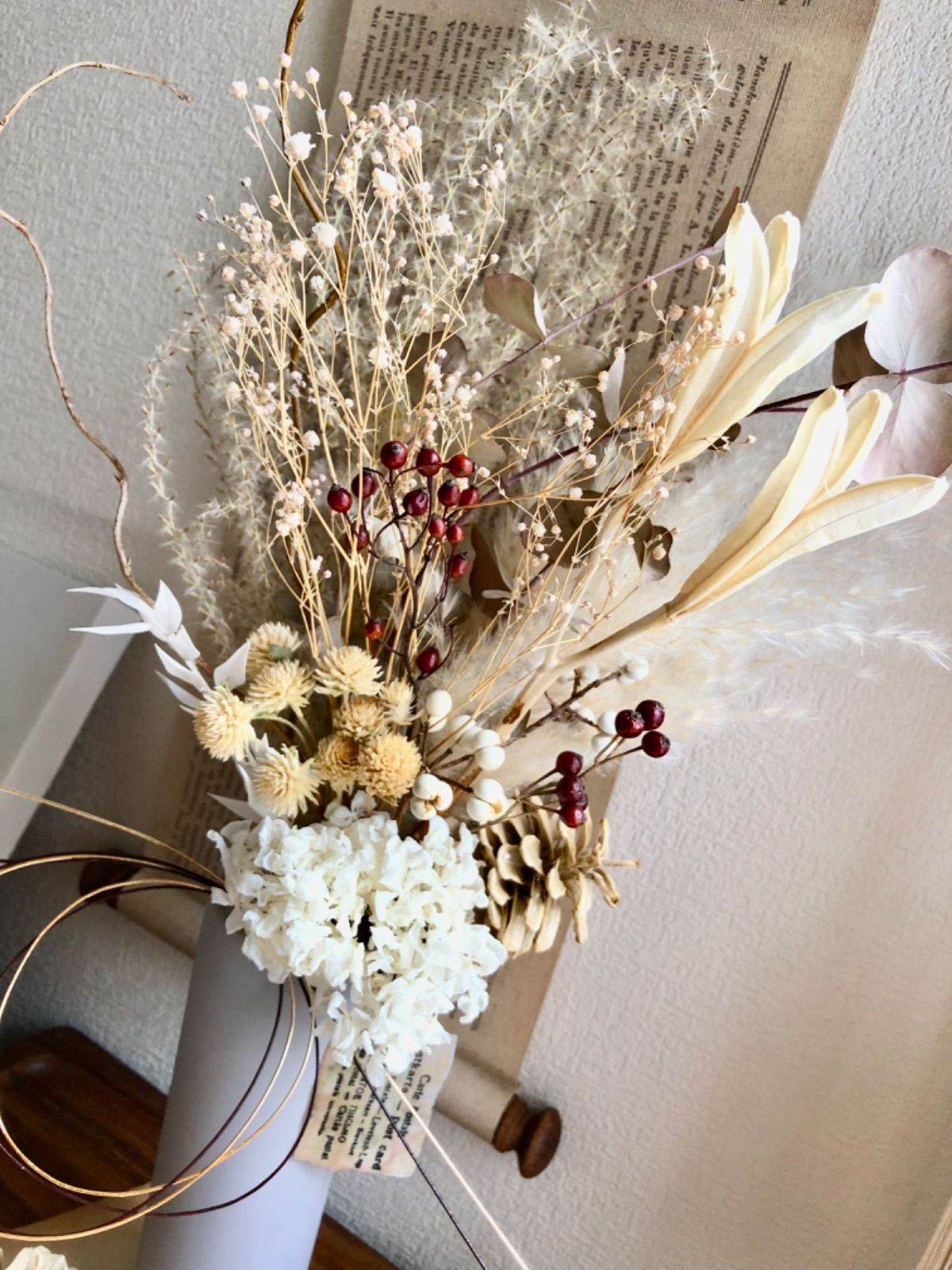 ◇和モダン しめ縄 リース スワッグ ガーランド ドライフラワー