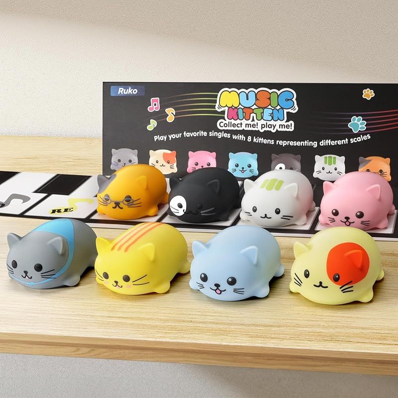 Ruko 音楽猫 楽器おもちゃ かわいい ニャー トーンがあり タッチによる音階演奏 音の出るおもちゃ 子供おもちゃ 知育 学習玩具 誕生日 クリスマス プレゼント 8個入り