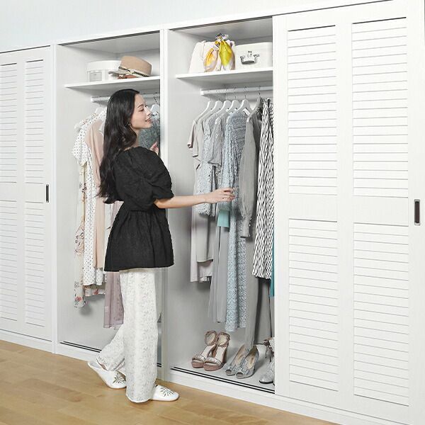 ワードローブ 幅90cm 引き戸 ホワイト 白 クローゼット 洋服