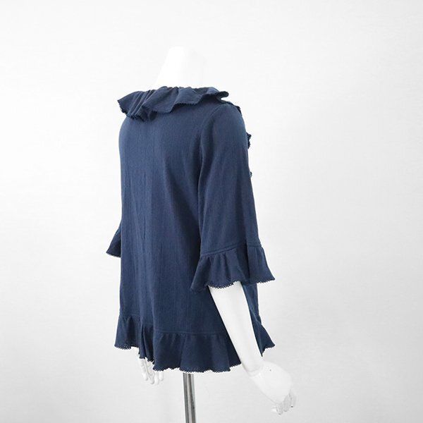 PINK HOUSE ◇ レースニット フリル カーディガン ネイビー Mサイズ 7  