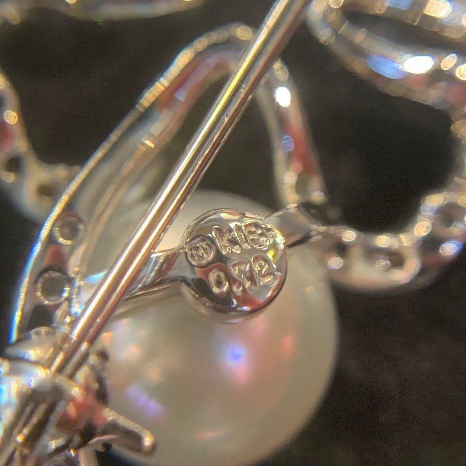♪ミキモト クローバー 18金ブローチ 本真珠 ダイアモンド0.72ct