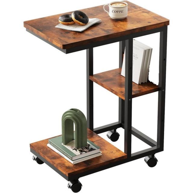 ZXD サイドテーブル キャスター付きコの字型デザイン ベッド コの字型