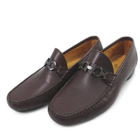 サルヴァトーレフェラガモ Salvatore Ferragamo GLOVE ローファー スリッポン ホースビット ガンチーニ 6EE ブラウン 茶系 レザー イタリア製