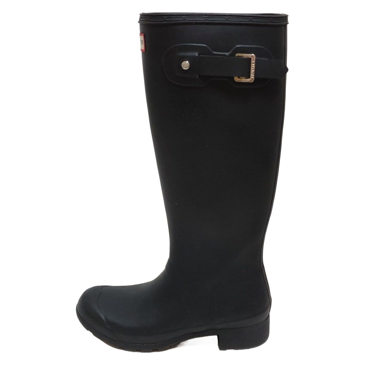 【美品】Hunter 黒 レインブーツ HUNTER レインシューズ 国内正規品 ハンター REFINED MID HEEL