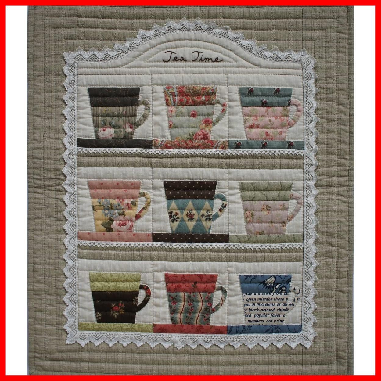 【人気商品】AKEMI SHIBATA【柴田明美のパッチワークキット] コーヒーカップコレクションのタペ 出来上がり作品サイズ縦50cm×横42cm