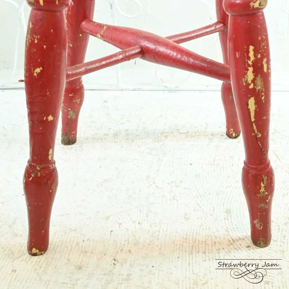 L3705-11 英国アンティーク スツール ヴィクトリア 赤 キッチン