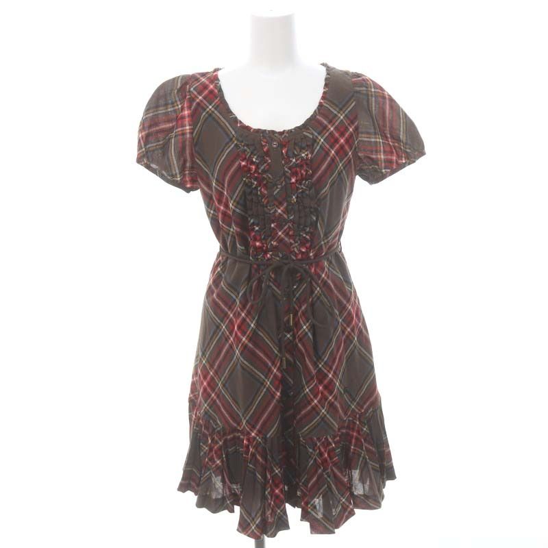 新品 バーバリーブルーレーベル プリーツワンピース 38 フリル チェック