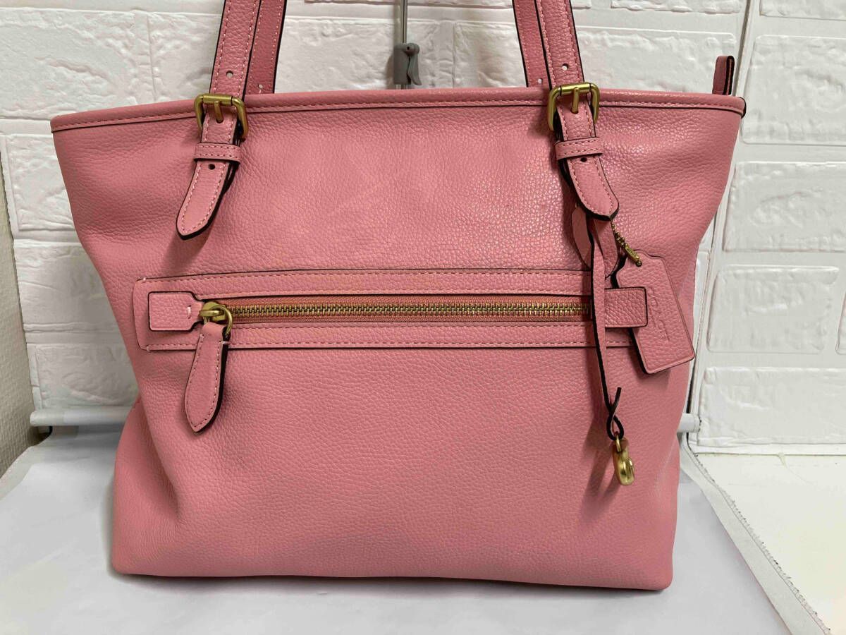 COACH CC395 コーチ レザー ピンクトートバック 肩がけ ポーチ付き