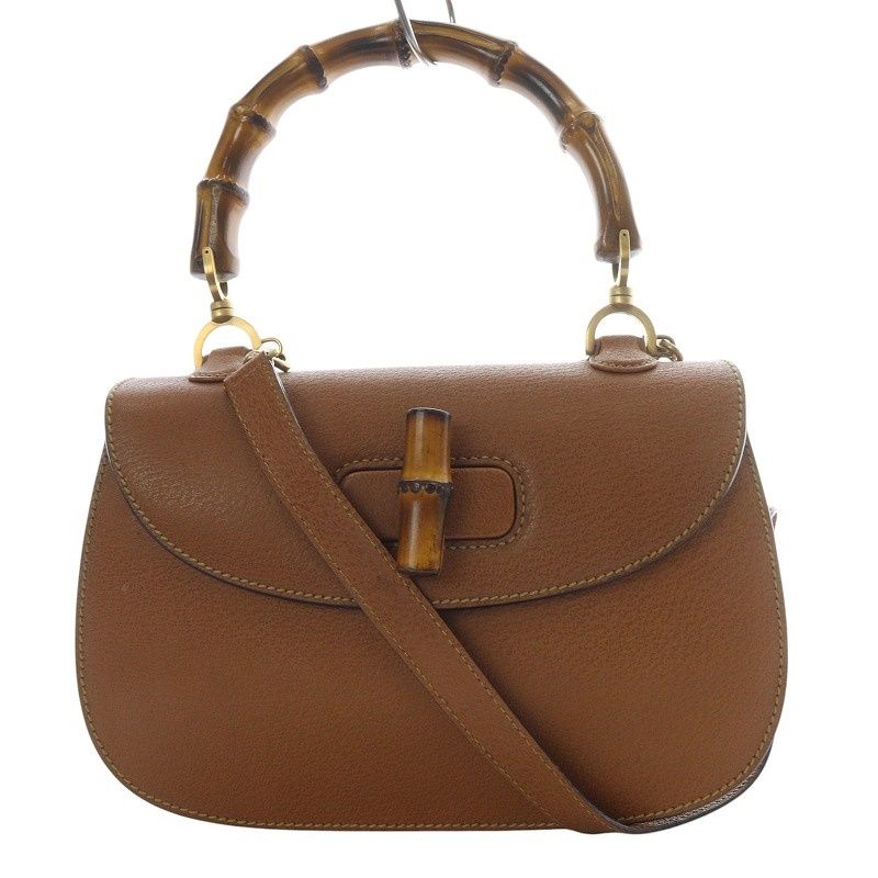 グッチ GUCCI バンブー 2WAY ハンドバッグ ワンハンドル ショルダーバッグ 斜め掛け レザー ミラー付き ブラウン 000-2113-0633 |YO21 OH